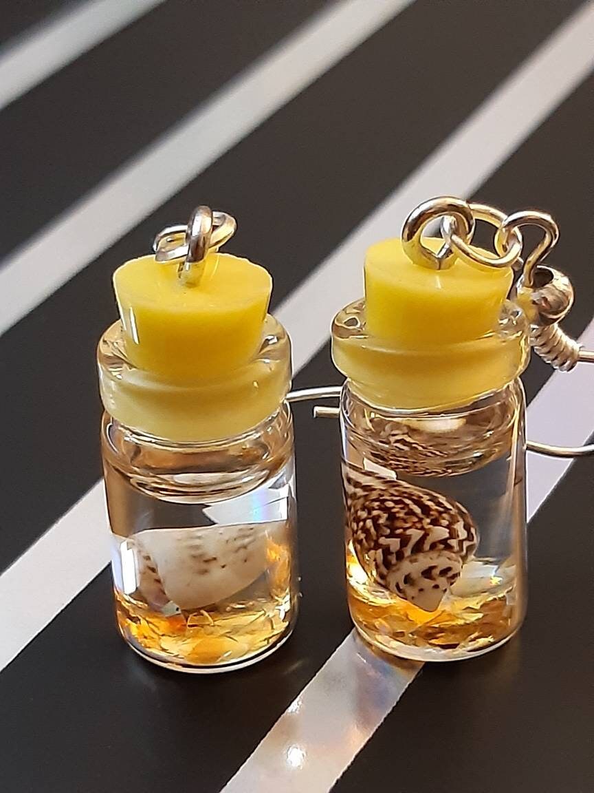 Shell in a Bottle Drop Earrings Cute Drop Earrings High Quality Hook Earrings for Gifts  Free shipping