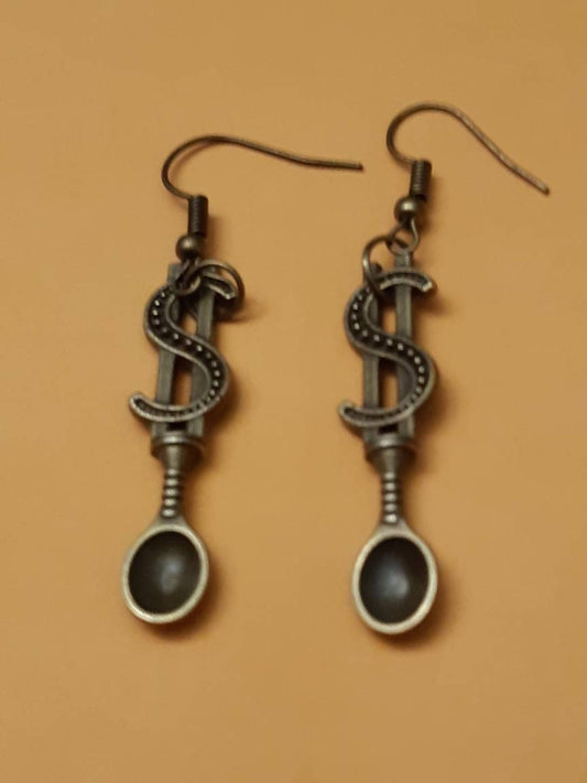 Retro Earrings Currency Spoon Charms Earrings New Design Unique Drop Earring Free Shipping