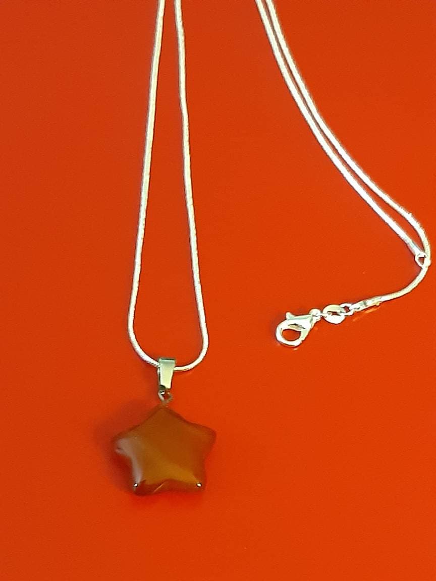 Natural Stone Star Necklace Gift Necklace Red Star Necklace High Quality Silver Plated Chain Necklace Pretty Necklace Free Shipping