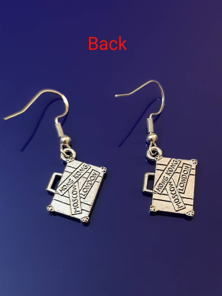 Passport Earrings Travel Bag Earrings New York Paris Tokyo Travel Bag Earrings 925 Sterling Silver Hook Free Shipping