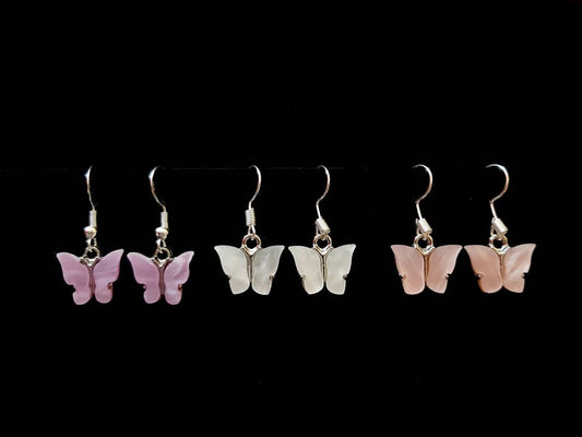 Cute Butterfly Earrings High Quality 925 Sterling Silver or 316 Stainless Steel Hooks Free Shipping