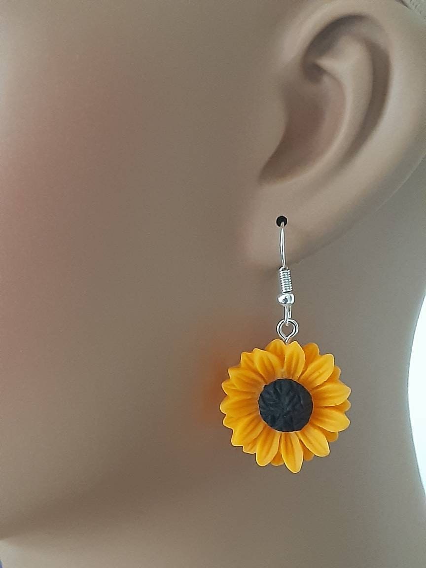 Sunflower Drop Earrings and Tears Drop Earrings Pretty, Crystal and Colorful Earrings Free Shipping