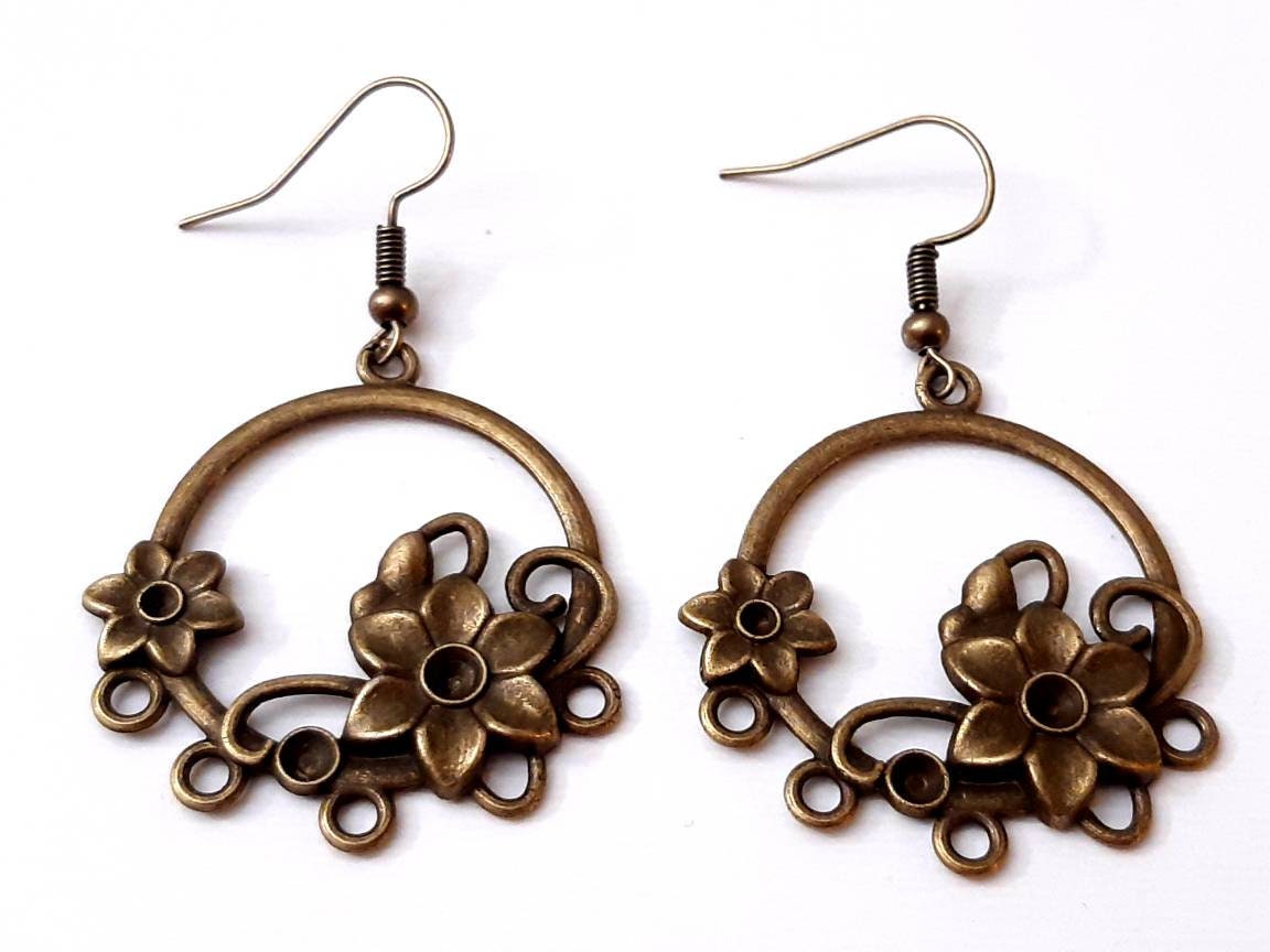 Antique Bronze Color Flower Earrings New Style Dangle Drop Earrings Flower Earrings Shipping