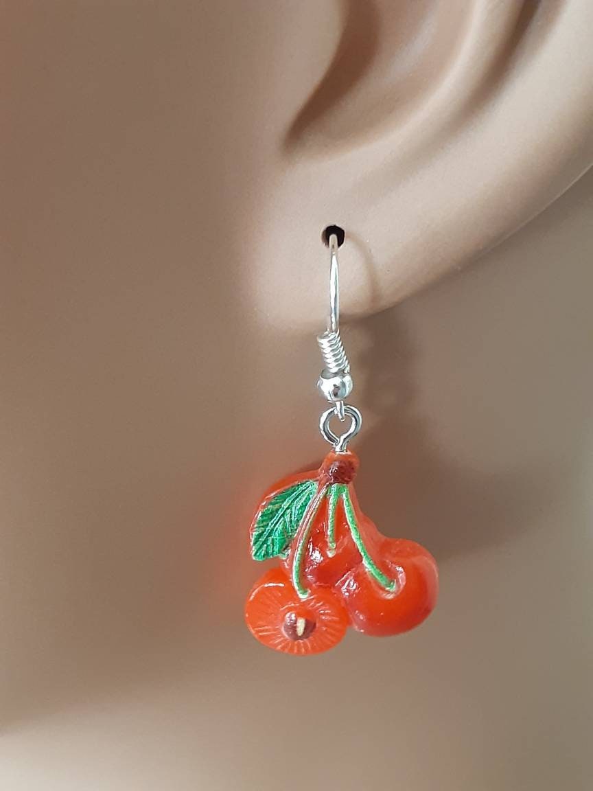 Cute Fruit 3D and Slices Earrings Cherry Watermelon Apple Orange Grape Strawberry Banana Lemon Pineapple Lightweight Earrings Free Shipping