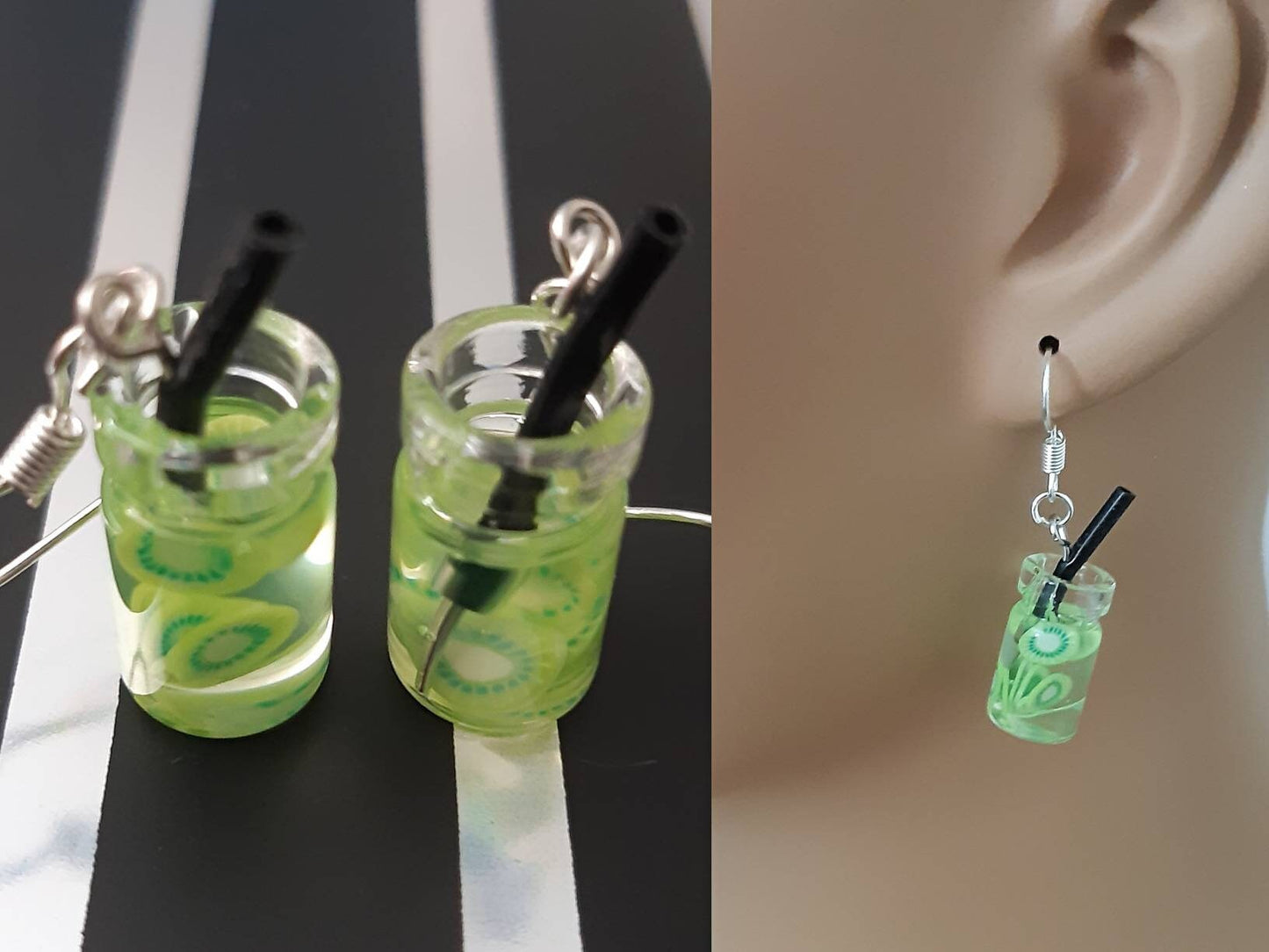 3D Cute Boba Fruit Bottle Earrings Watermelon, Apple, Orange, Grape, Strawberry, Banana, Lemon, Flower Earrings Free Shipping