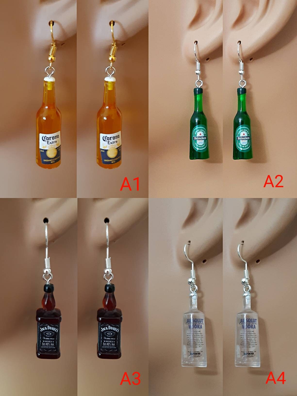 3D Wine Beer Earrings Bestseller Beer Earrings Whiskey Liquor Alcohol Earrings Luminous Novelty New Style Earrings Handmade Free Shipping