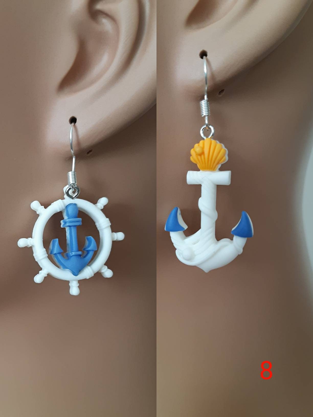 Sailing Earring New Seaside Earrings: Sailing and Surfing Style Art Deco Earrings 925 Sterling Silver Hook Earring