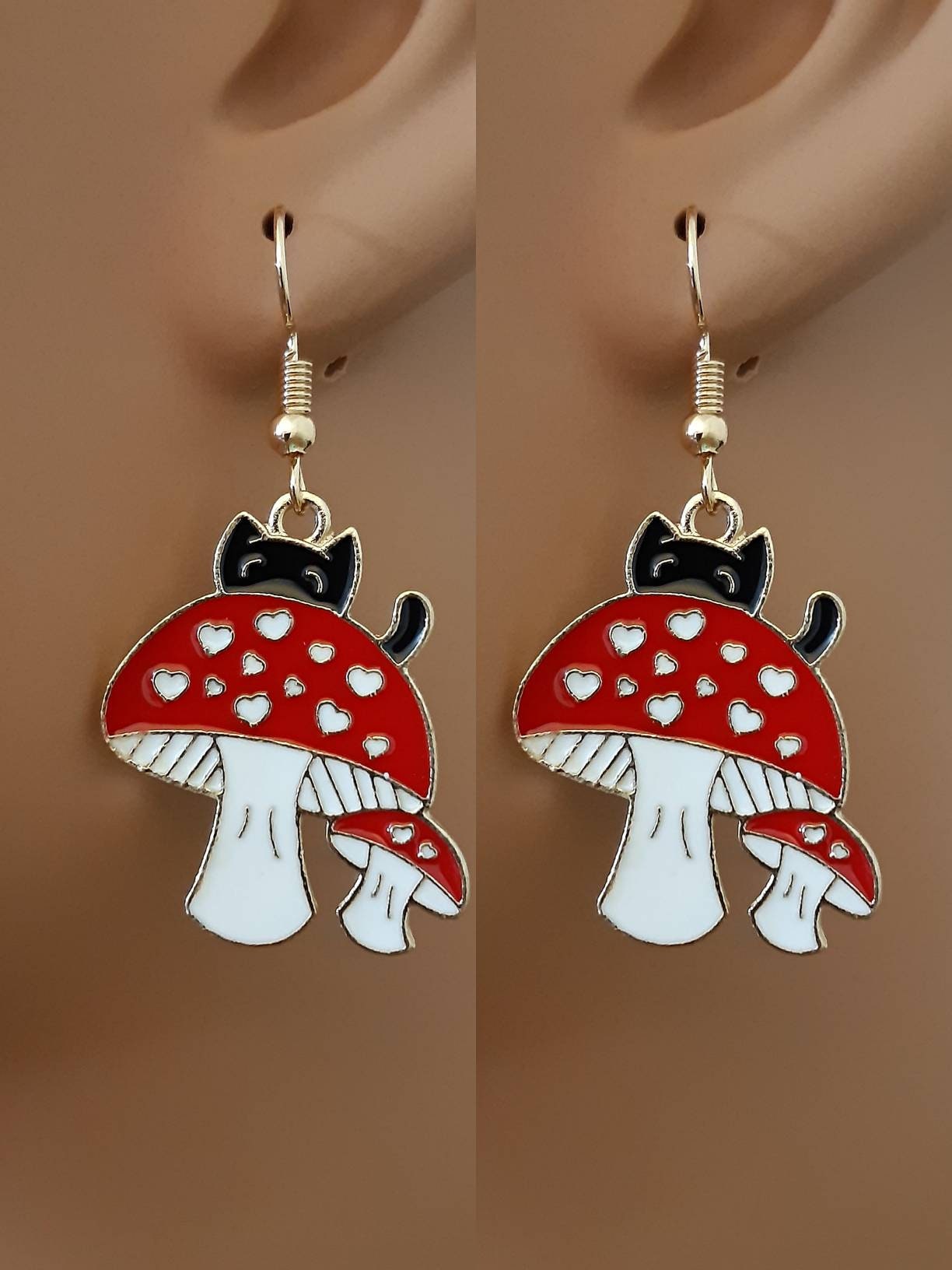 Mushroom Earrings Mushroom Pearl Earrings Mushroom Cat Earrings High Quality Cute Earrings New Design Earrings Fashion Earring Free Shipping