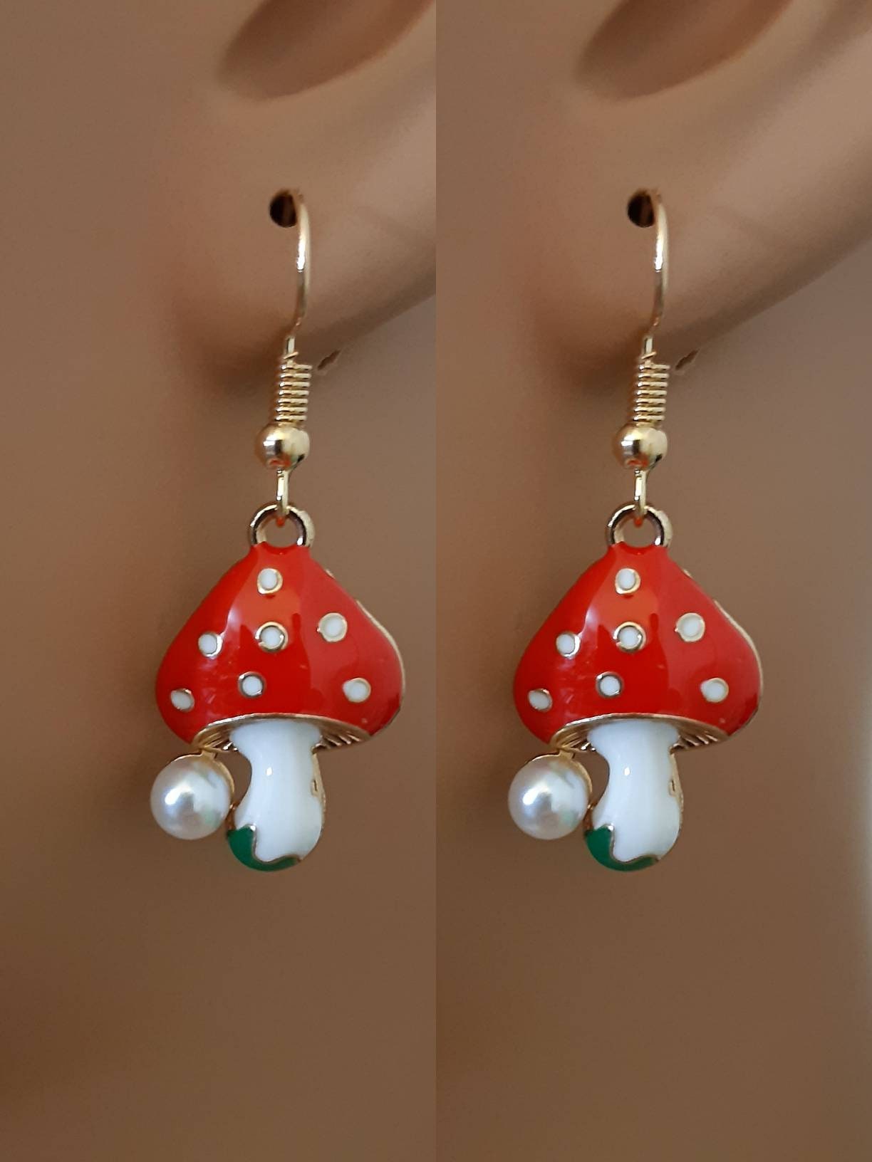 Mushroom Earrings Mushroom Pearl Earrings Mushroom Cat Earrings High Quality Cute Earrings New Design Earrings Fashion Earring Free Shipping