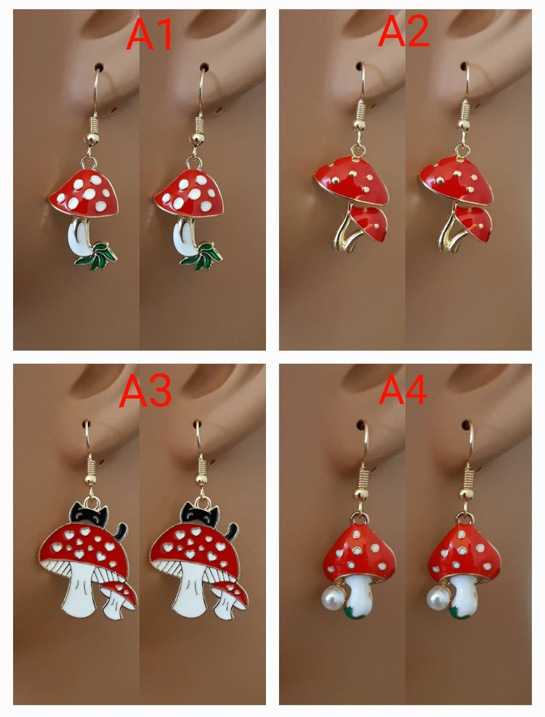 Mushroom Earrings Mushroom Pearl Earrings Mushroom Cat Earrings High Quality Cute Earrings New Design Earrings Fashion Earring Free Shipping