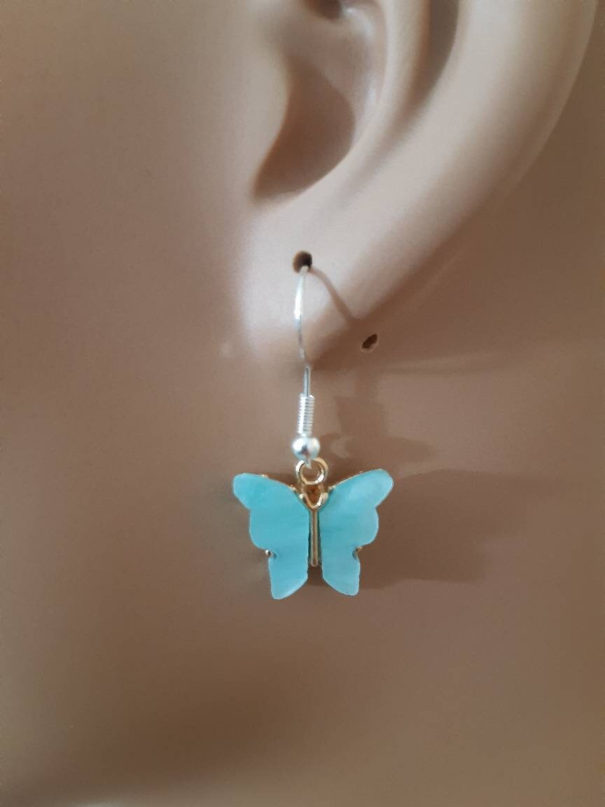 Cute Butterfly Earrings High Quality 925 Sterling Silver or 316 Stainless Steel Hooks Free Shipping