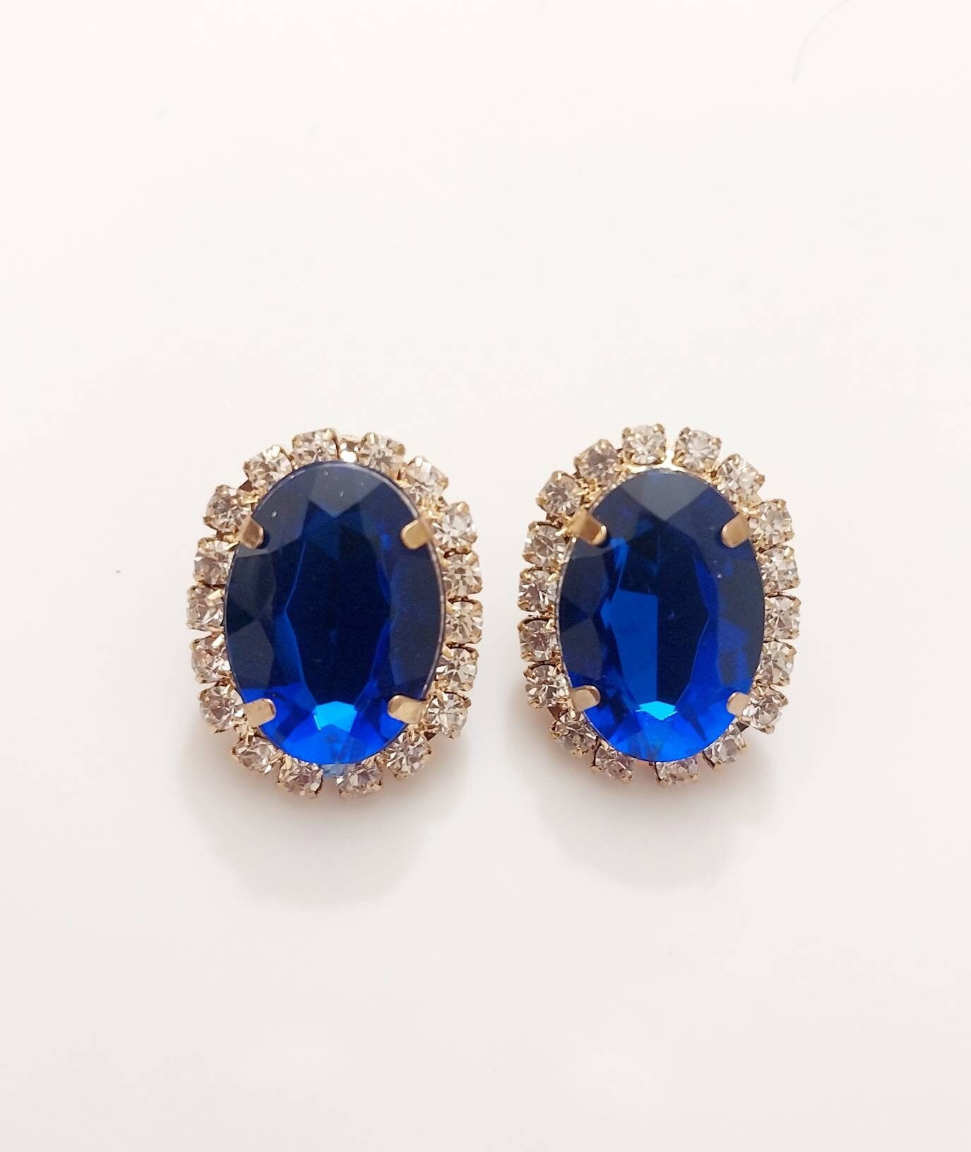 Blue Earrings Shiny Sparkling Earrings Light Classic Blue Stud Earrings Blue Crystal Earrings Handmade Fashion Earring New Design Earrings