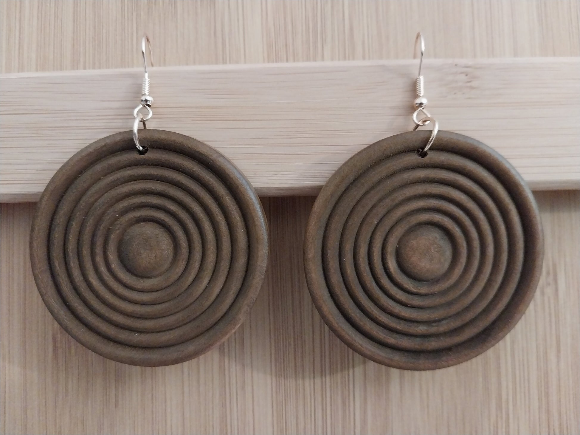 Swirl Wooden Earrings Double Hoop Wood Lightweight Earrings Caribbean Style Brown Large Flat Spiral Earrings New Fashion Free Shipping