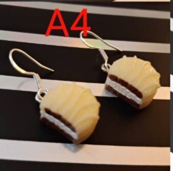 Cake Earrings 3D Cake Earrings Chocolate Layer Cake Earrings Bakery Jewelry Free Shipping