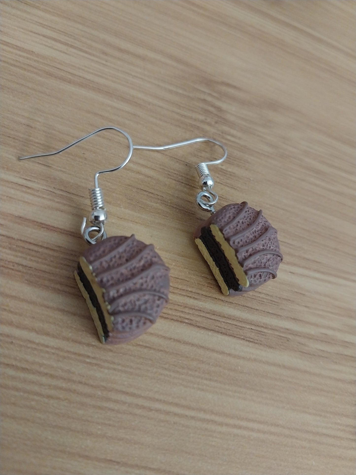 Cake Earrings 3D Cake Earrings Chocolate Layer Cake Earrings Bakery Jewelry Free Shipping