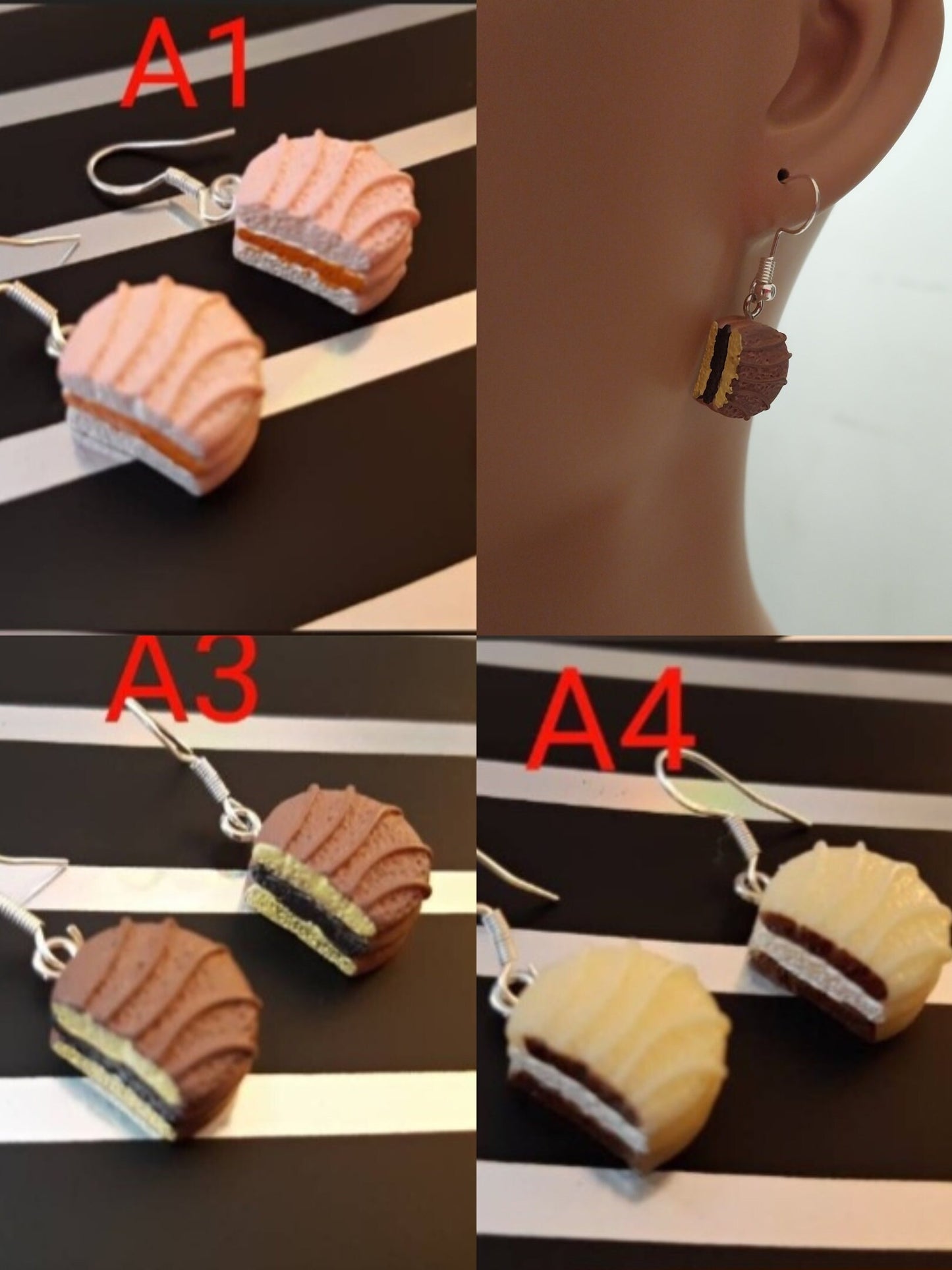 Cake Earrings 3D Cake Earrings Chocolate Layer Cake Earrings Bakery Jewelry Free Shipping