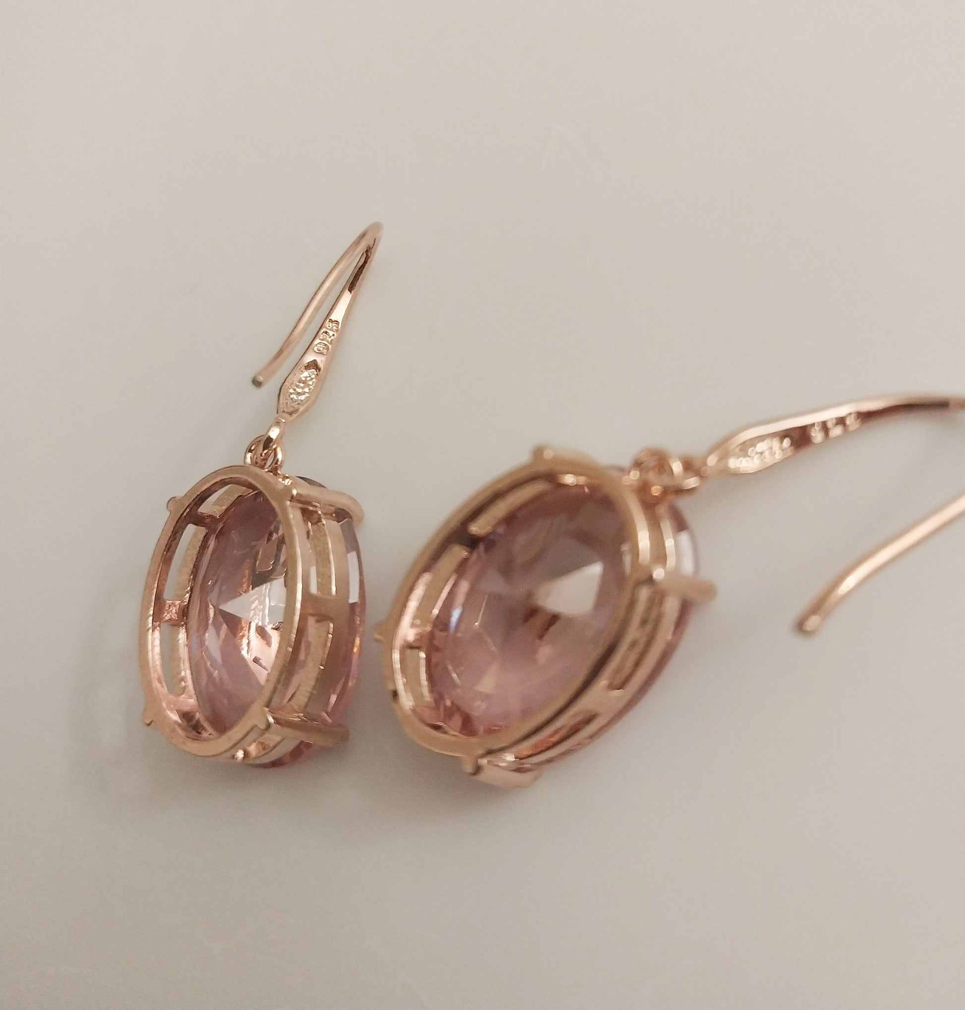 Pink Crystal Dangle Earring Simulate Morganite Tone Earring Water Sterling Silver Earrings Rose Gold Plated Sparkling High Quality Earring