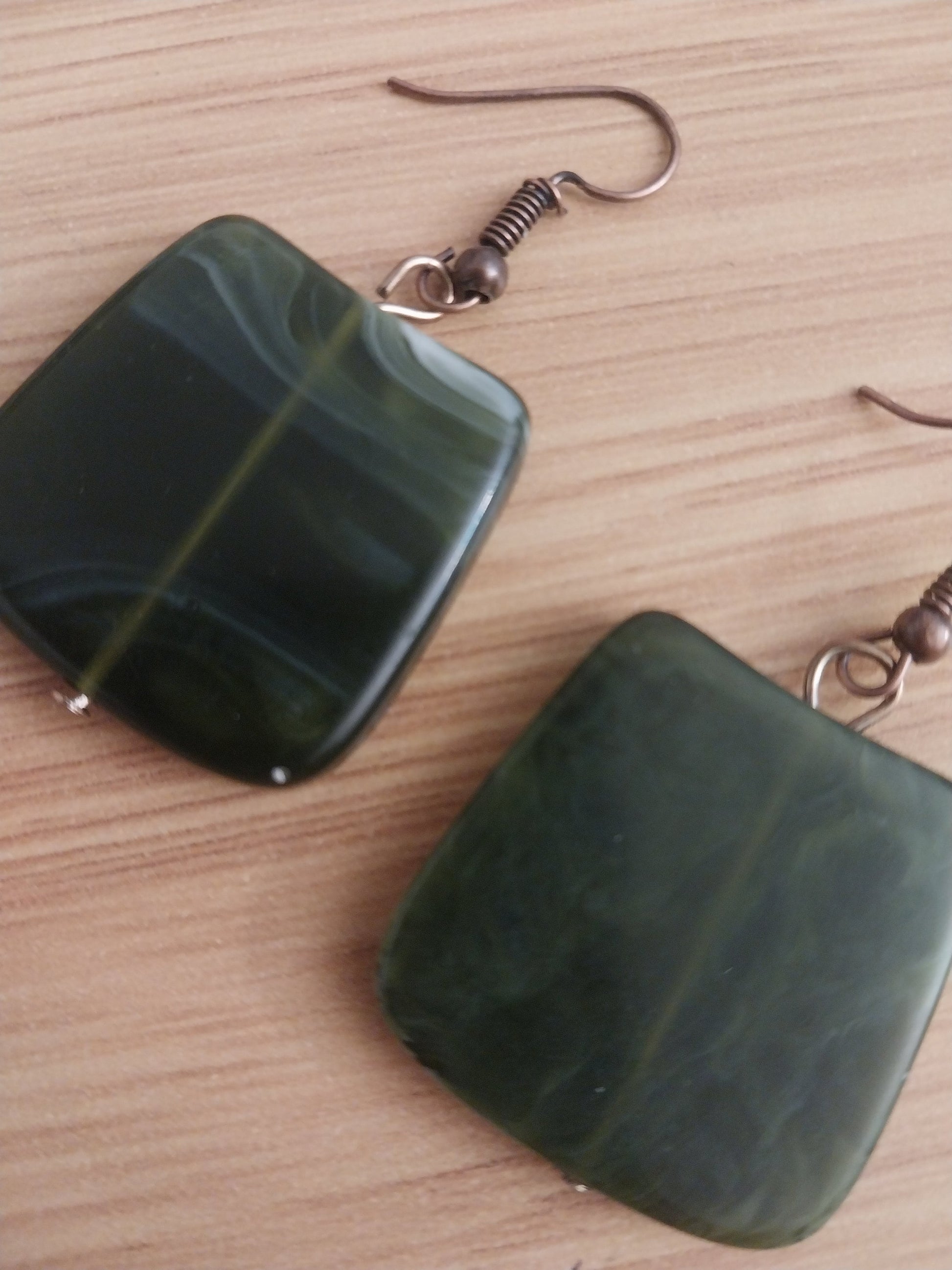 Green Simulate Acrylic Earrings Jade Style Earrings Rectangular Green Resin Earrings Fashion Green Earrings Big Geometry Earrings Handmade