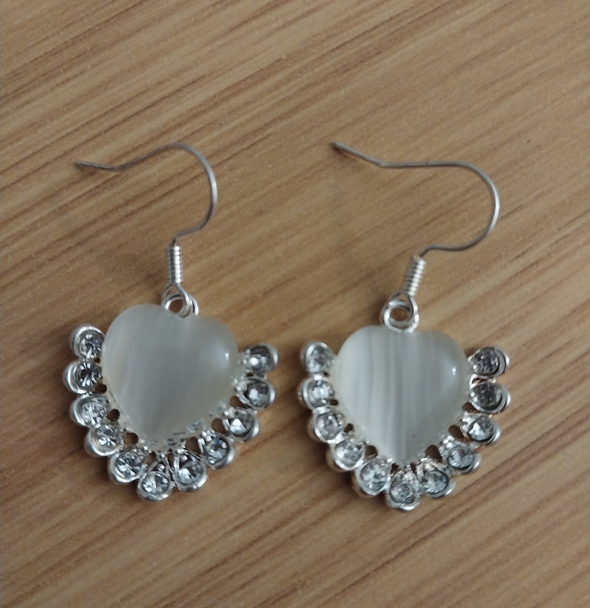 Heart Earrings Sparkling Earrings Gift Earrings Heart Drop Earrings Romantic Earrings Heart Opal Style Earrings Perfect gift for Months