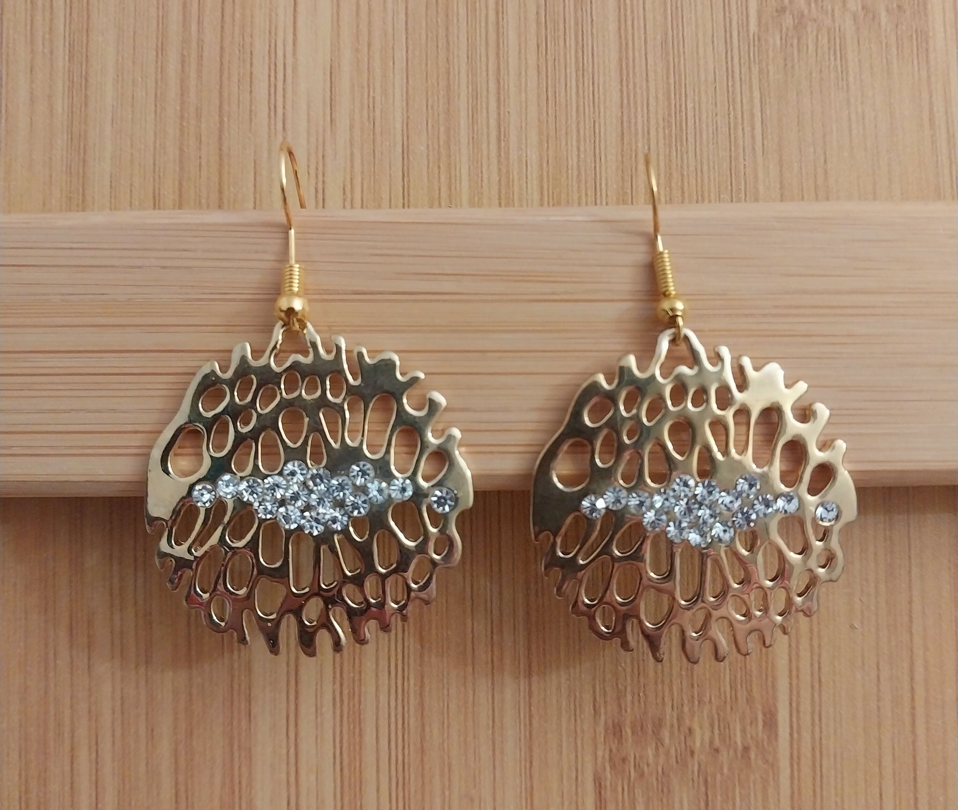 Brushed Gold Statement Earrings Golden Fashion Sparkling Earrings Brushed Drop Earrings Forest Diamond Earrings Free Shipping Today