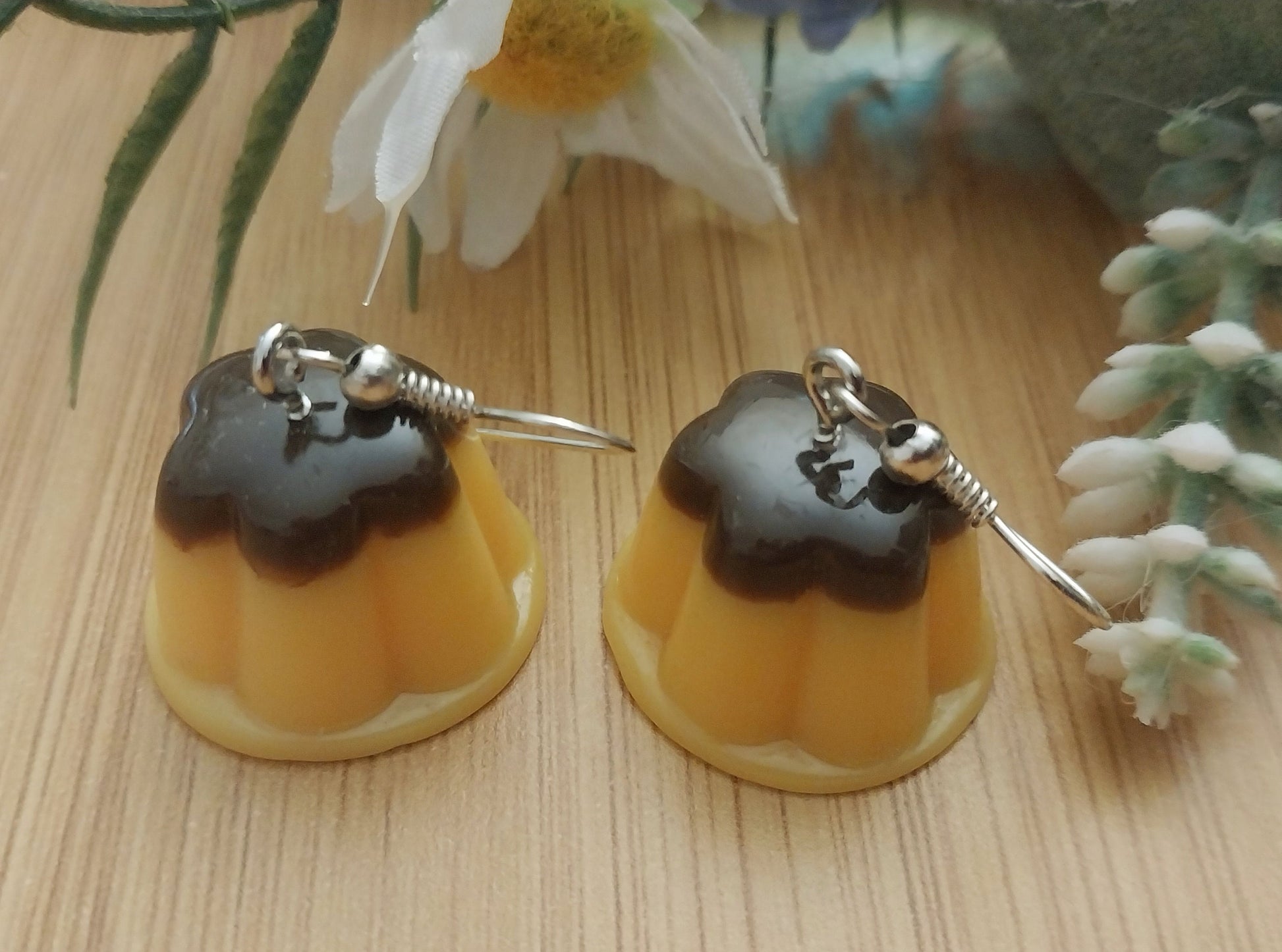 3D Pudding Earring Cute Flan Earrings Jelly Earring Chocolate Pudding Earring Mango Blueberry Strawberry Pudding Snack Earring Free Shipping