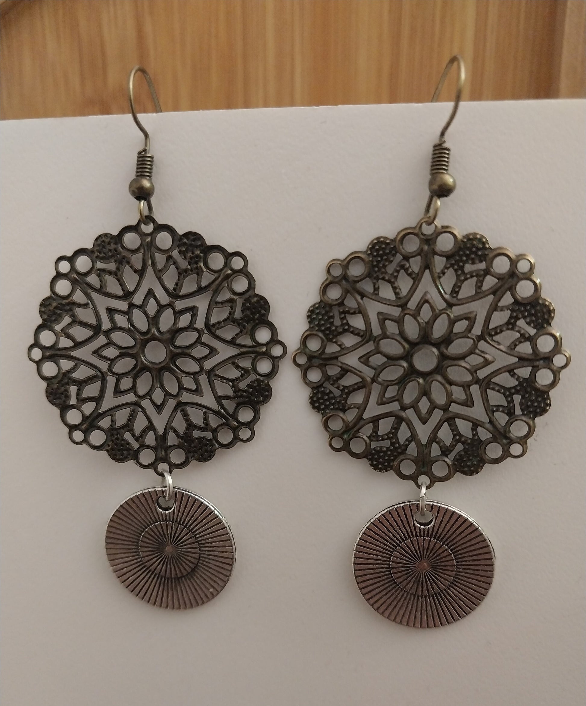 Retro Earrings Lucky Earrings Double Side Fashion Earrings Ornate Earrings Black Flower Earrings Live laugh Love Earring Happy Life Earrings