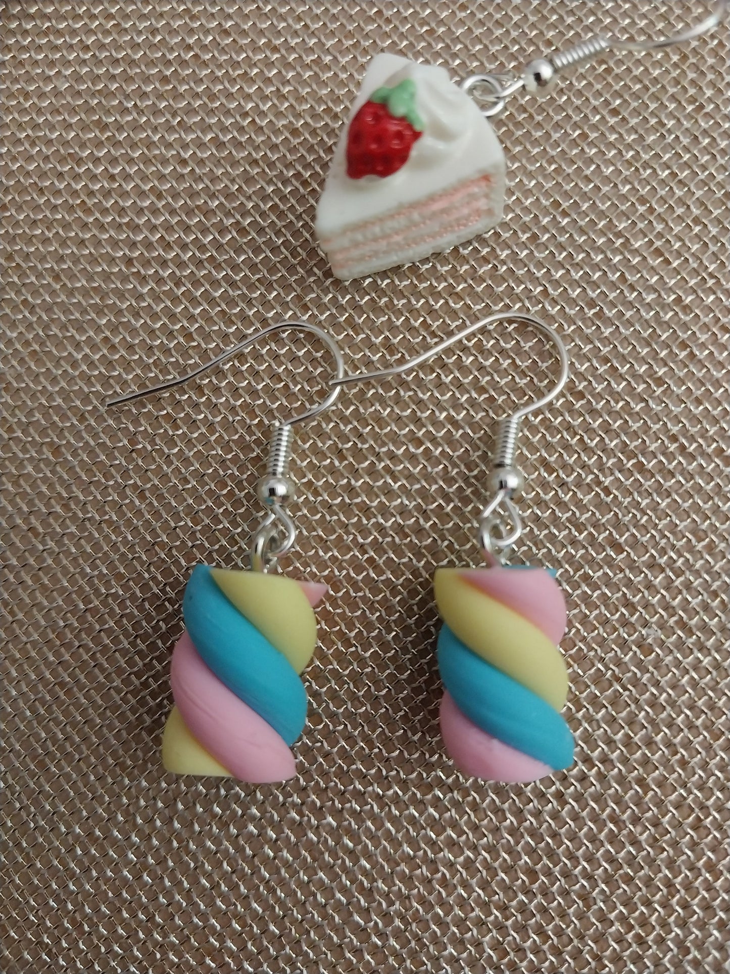 3D Candy Earrings Marshmallow Dangle Earrings Marshmallow Swirl Earrings