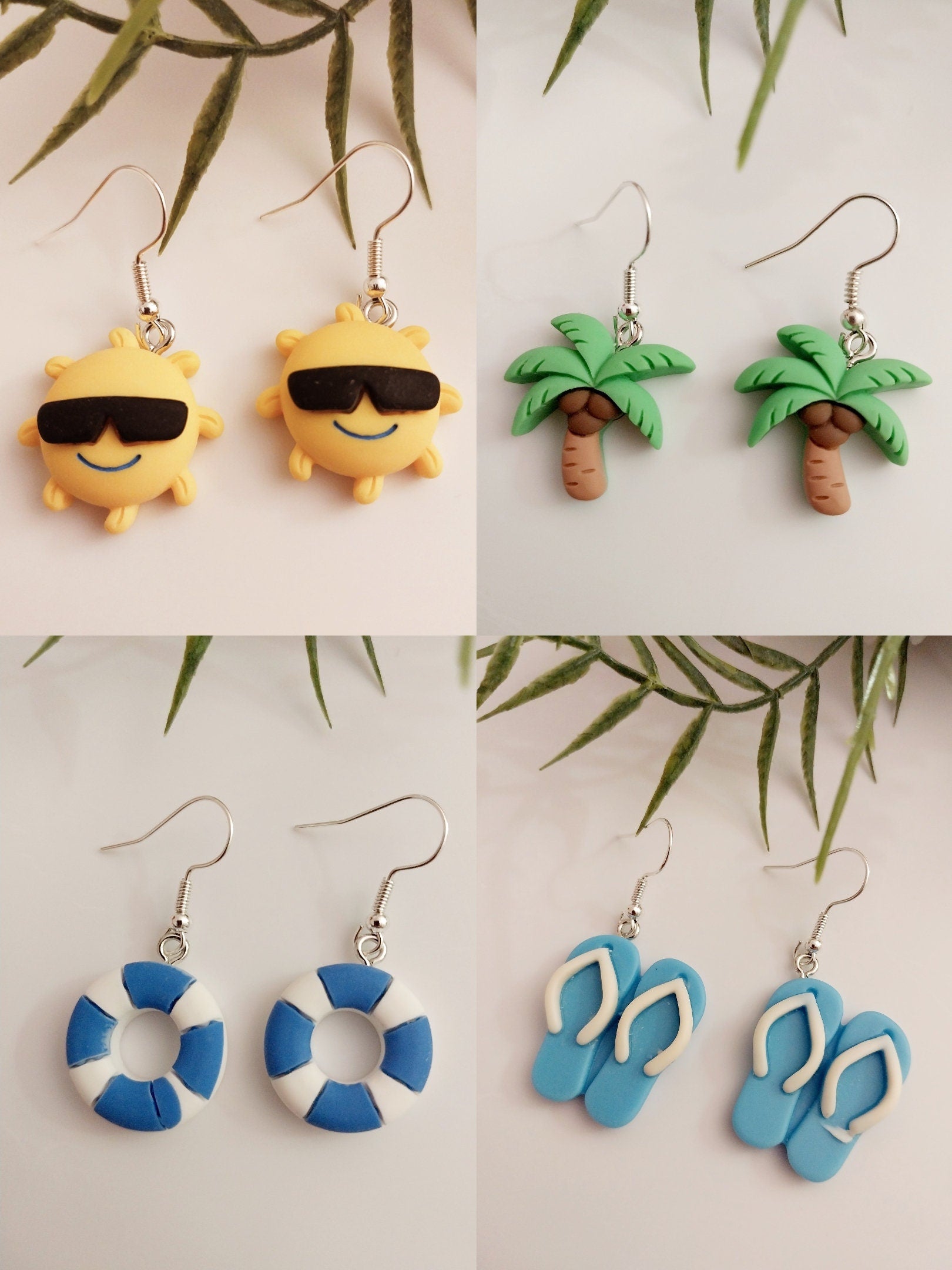 Coconut Tree Earrings Lifesaver Earrings Slippers Earrings Sun Earrings Palm Tree Earrings Beach Earrings Sea Wishing Bottle Earrings