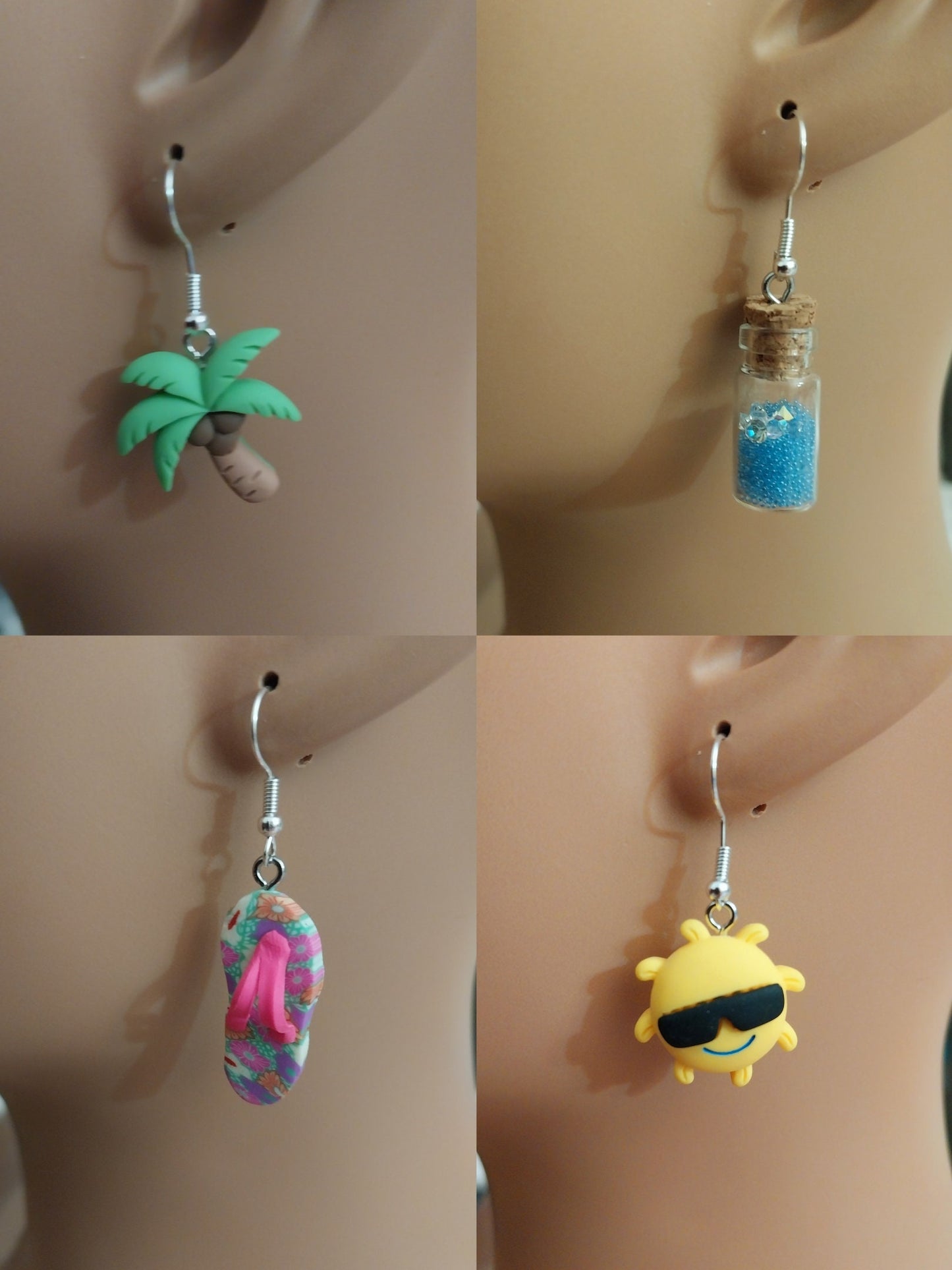 Coconut Tree Earrings Lifesaver Earrings Slippers Earrings Sun Earrings Palm Tree Earrings Beach Earrings Sea Wishing Bottle Earrings