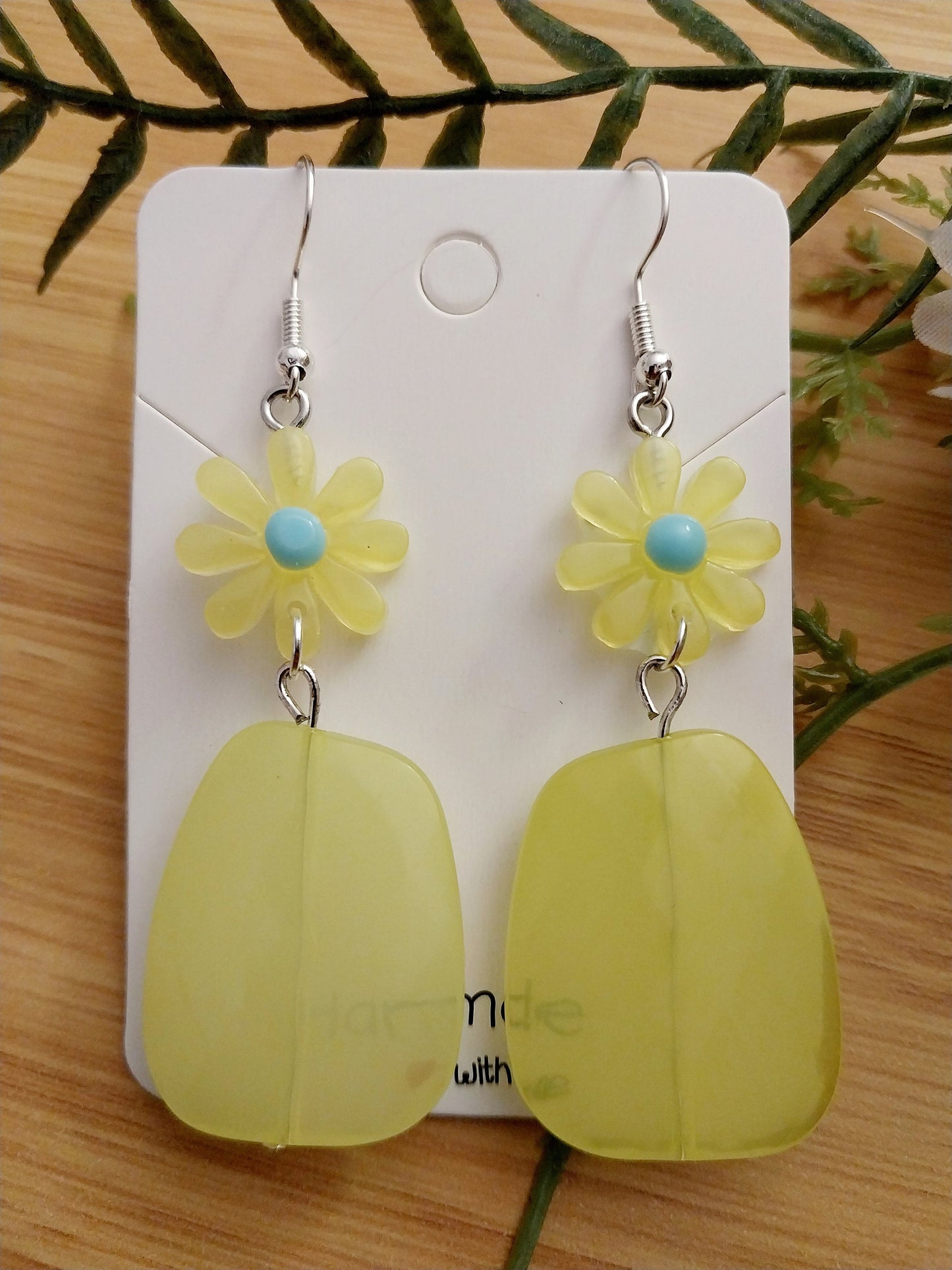 Long Yellow Flower Earrings Blue Flower Drop Earring Sea Waves Earrings Hazy Beauty Earrings Cute Irregular Shape Earring New Unique Earring