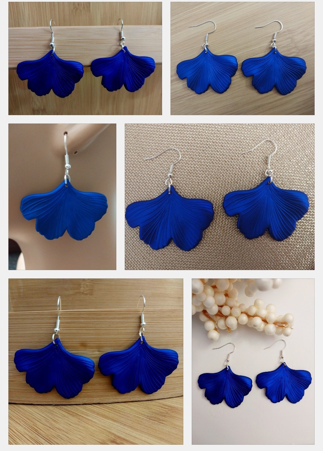 Blue Leaves Earrings Trendy Earrings Ginkgo Leaves Earrings Blue Biloba Leaves Earrings New Design Earrings Blue Earrings