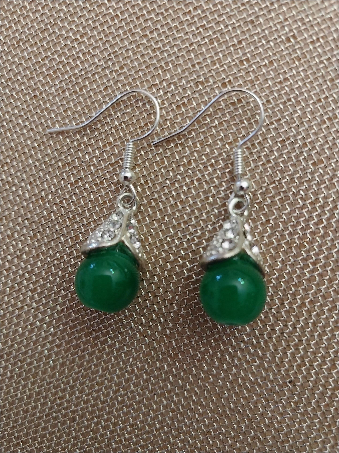 Green Drop Ball Earrings Green Drop Earrings Red Beads Jewelry Red Round Ball Earring CZ Sterling Sliver Earrings Free Shipping