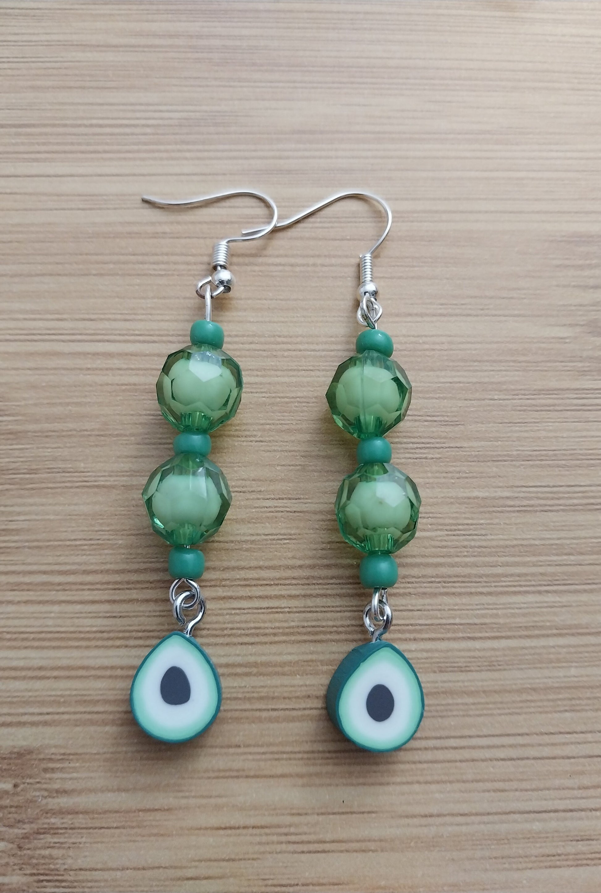 Avocado Earrings Wild Green Drop Earring Avocado Unique Hanging Green Earring Cute Fruit Earring Green Light Beads Earring