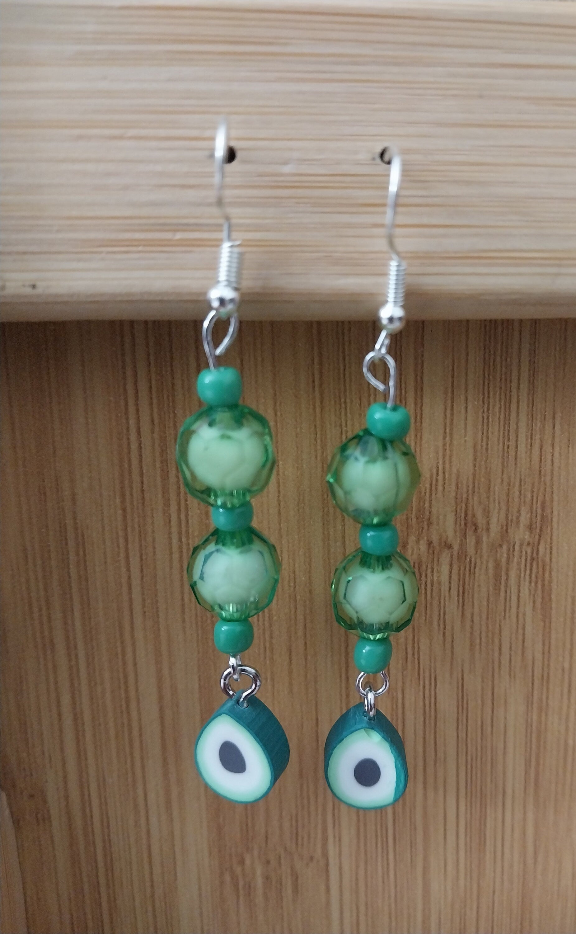 Avocado Earrings Wild Green Drop Earring Avocado Unique Hanging Green Earring Cute Fruit Earring Green Light Beads Earring