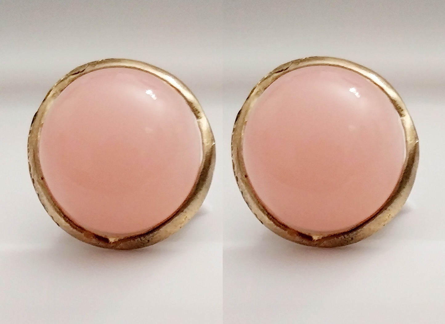 Pink Stud Earrings White Stud Earring Boho Round Pink Earrings Artisanal Earring Unique Earring 20mm Large Earring Pink Opal Color Earrings