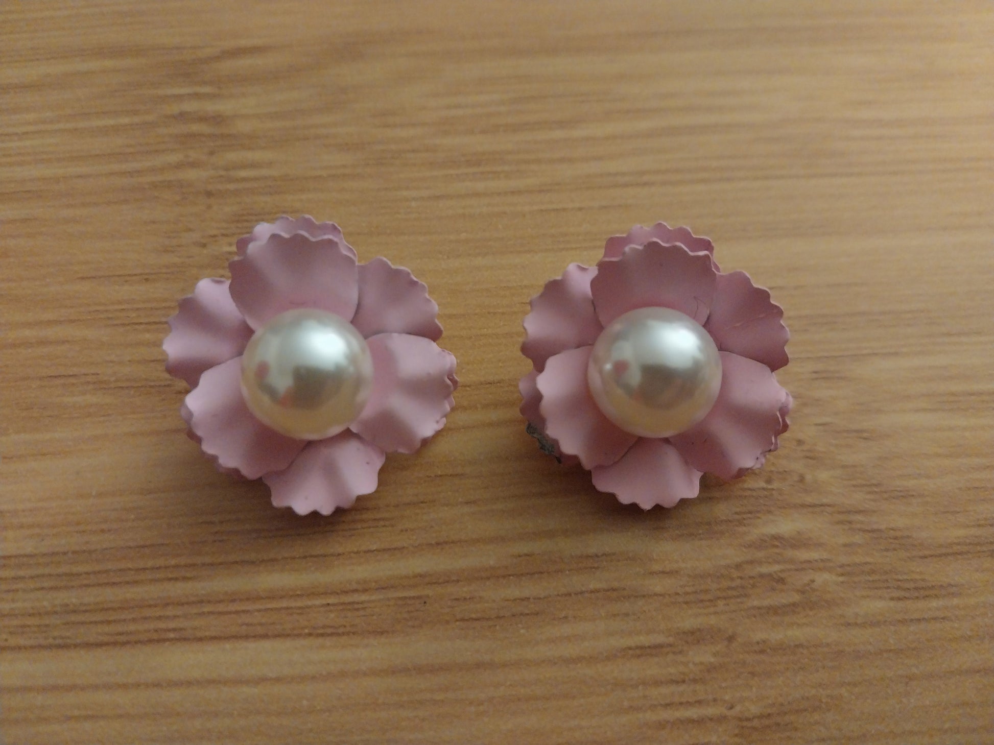 3D Stud Flower Earring Fashion Pink Flower Pearl 18mm Stud Earrings High Quality Free Shipping