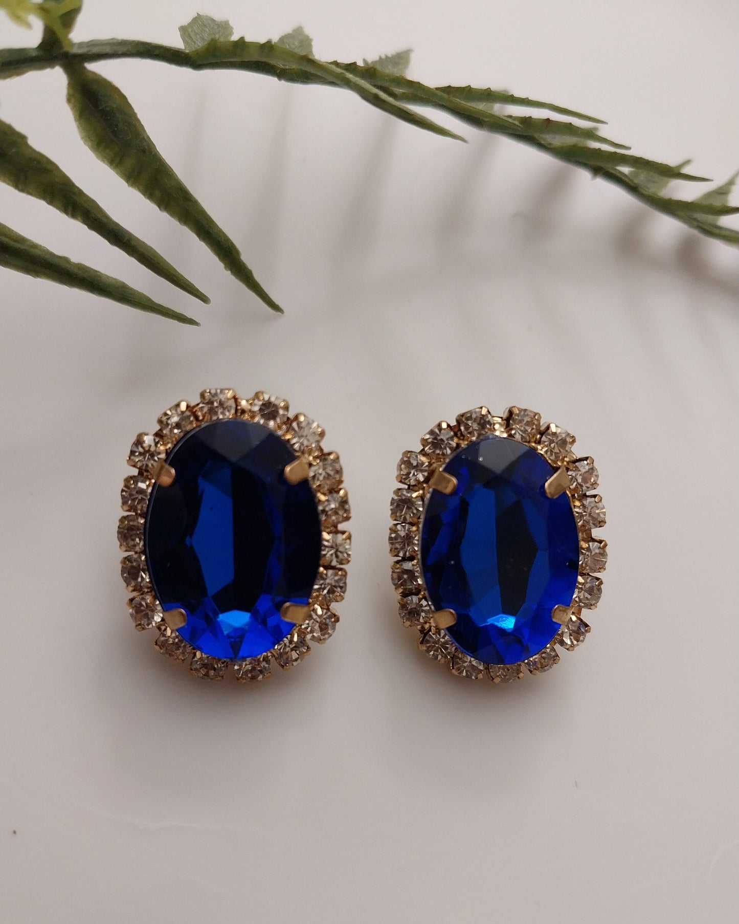 Blue Earrings Shiny Sparkling Earrings Light Classic Blue Stud Earrings Blue Crystal Earrings Handmade Fashion Earring New Design Earrings