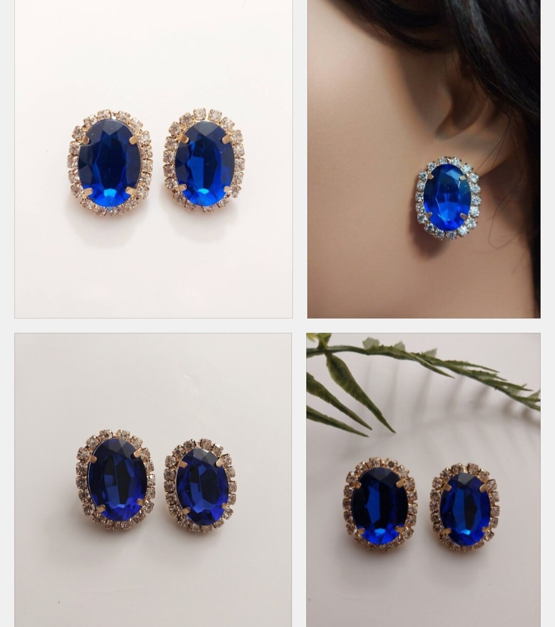 Blue Earrings Shiny Sparkling Earrings Light Classic Blue Stud Earrings Blue Crystal Earrings Handmade Fashion Earring New Design Earrings