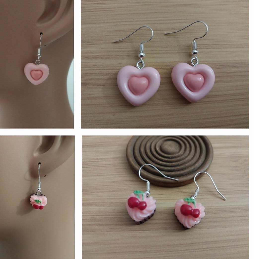 Heart Earrings Cake Earrings Stylish and New Design Earrings Handmade Free Shipping