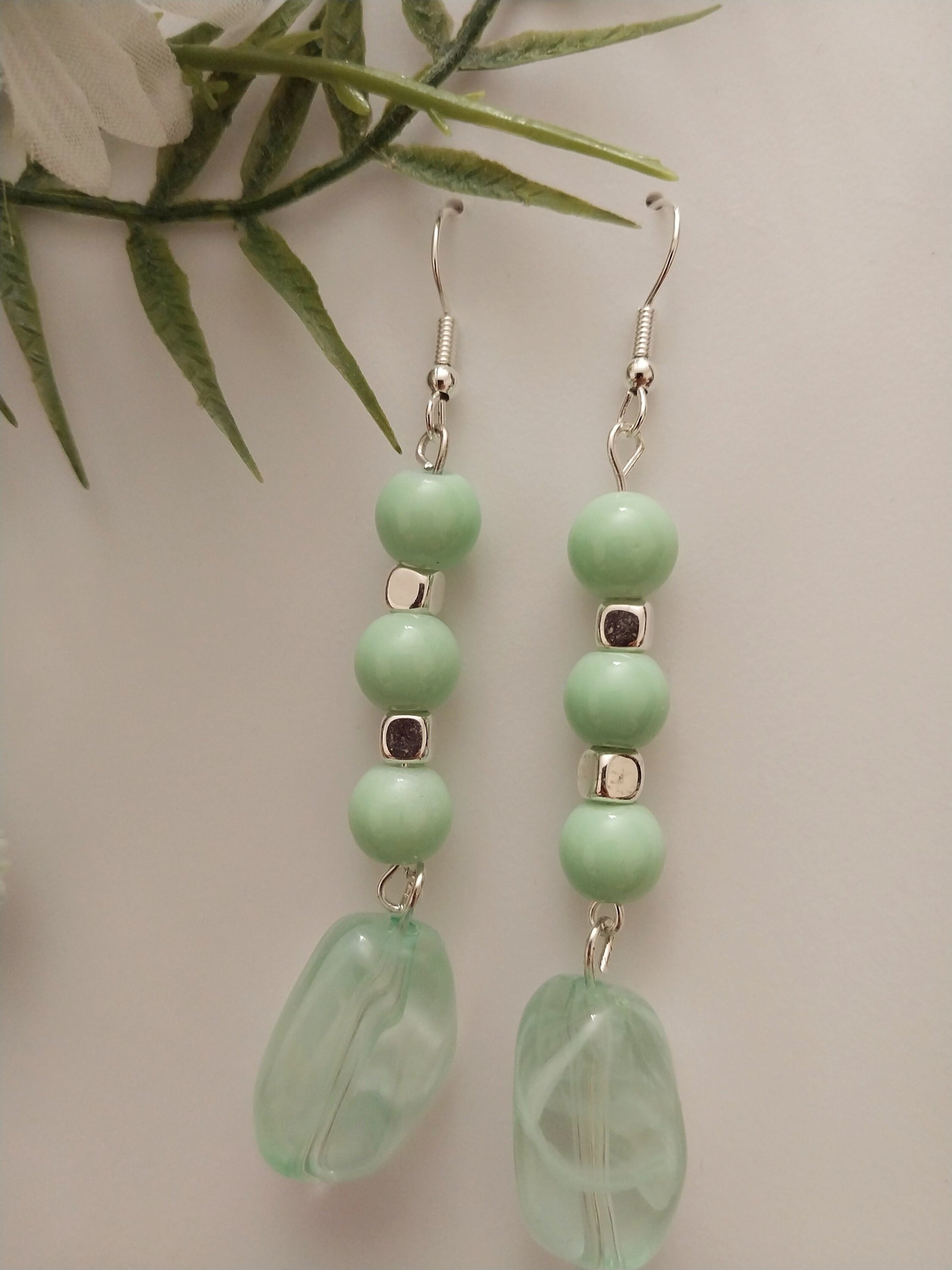 Green Drop Earrings New Fashion Earrings Teardrop Earrings Handmade Unique Green Earrings Shipping Today