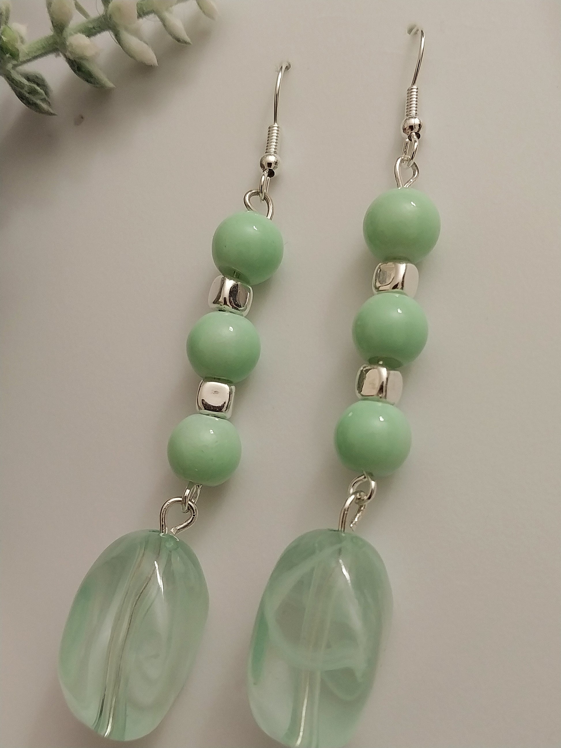 Green Drop Earrings New Fashion Earrings Teardrop Earrings Handmade Unique Green Earrings Shipping Today