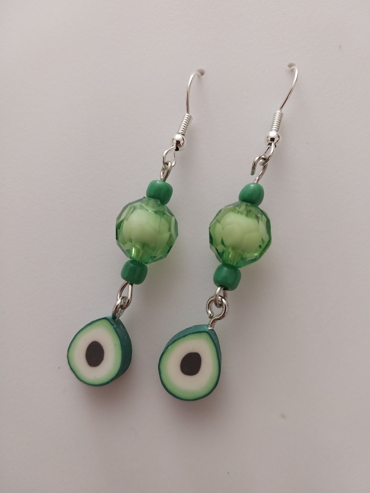 Avocado Earrings Wild Green Drop Earring Avocado Unique Hanging Green Earring Cute Fruit Earring Green Light Beads Earring