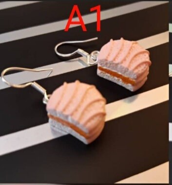 Cake Earrings 3D Cake Earrings Chocolate Layer Cake Earrings Bakery Jewelry Free Shipping