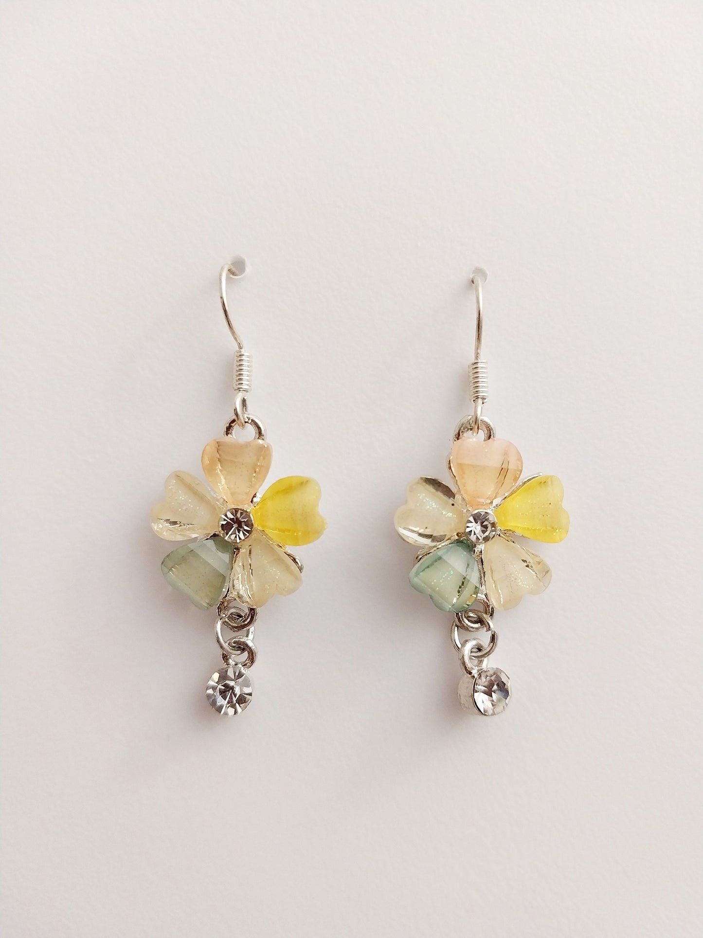 Flower Earrings Spring Jewelry Beauty with CZ Drop Vintage Earrings Yellow Pink Green Flower Earrings New Design Earrings for Her Handmade