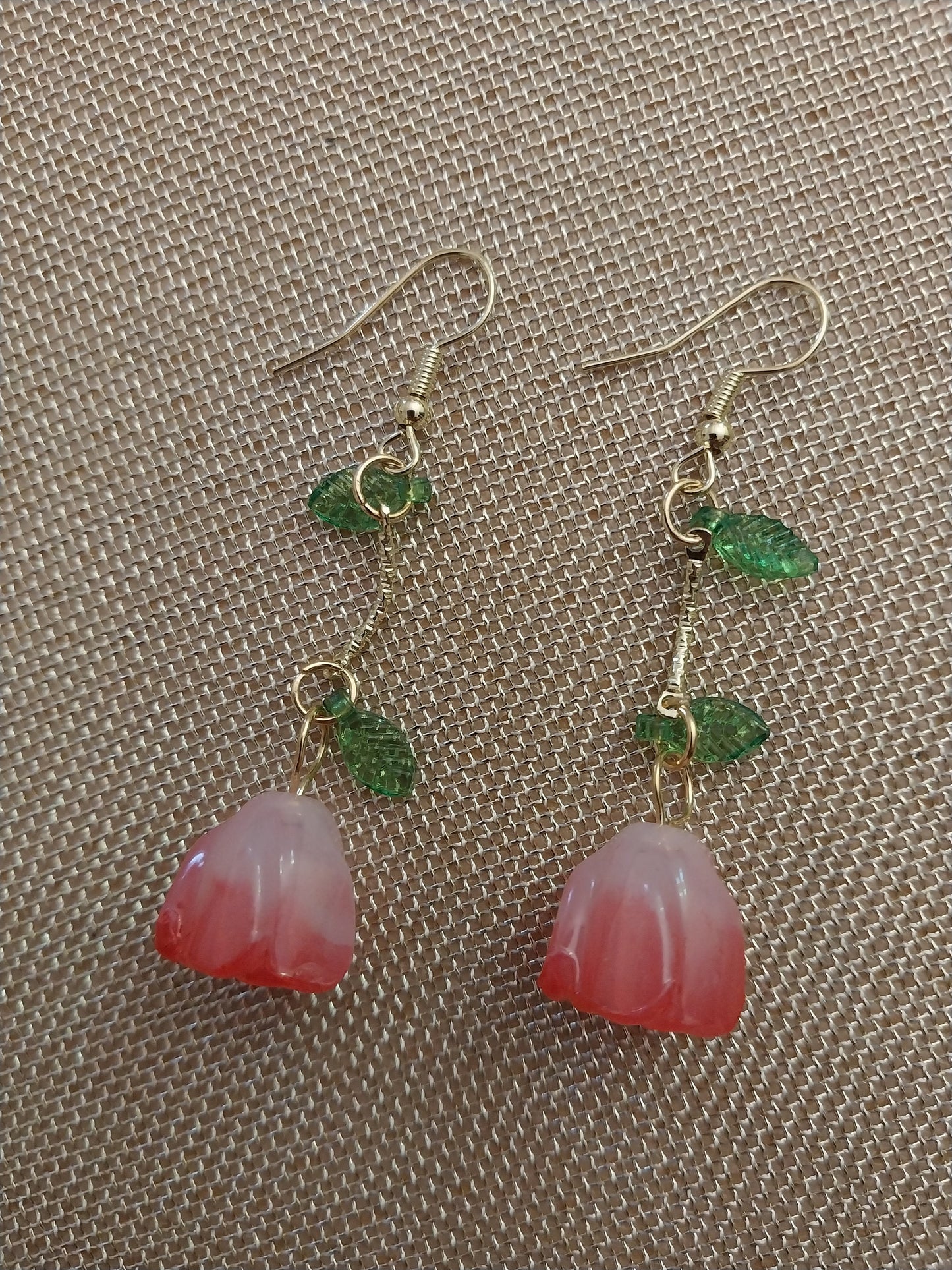 Cute Tulip Earrings Fashion Tulip Drop Earring Long Tulip leave Earrings New Fashion Earrings Handmade New Design Earrings Free Shipping