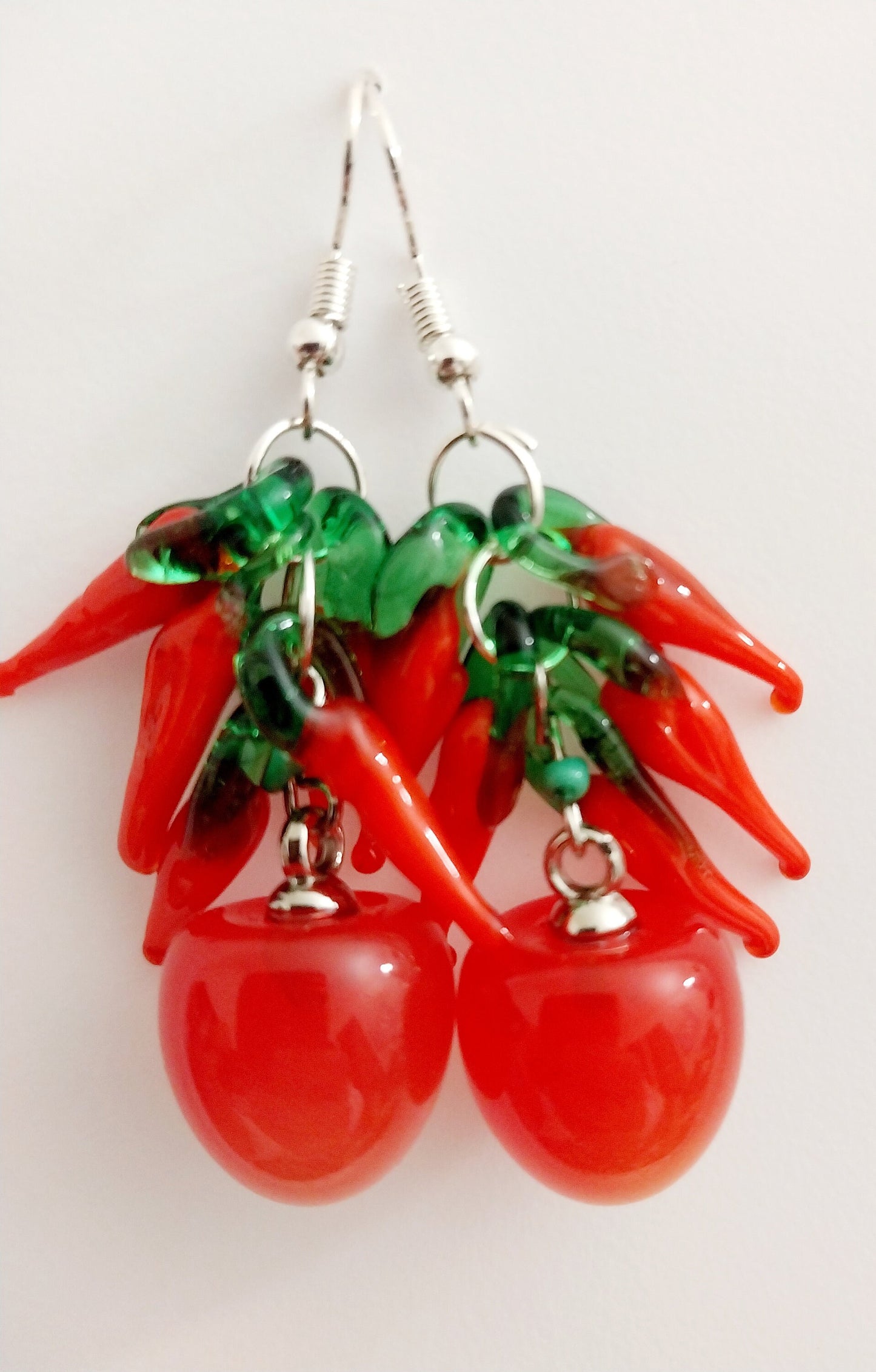 Cherry Earrings Hot Pepper Earrings Personalist Earrings Red Pepper Earrings New Design Earrings Handmade Pop Style Free Earrings Shipping