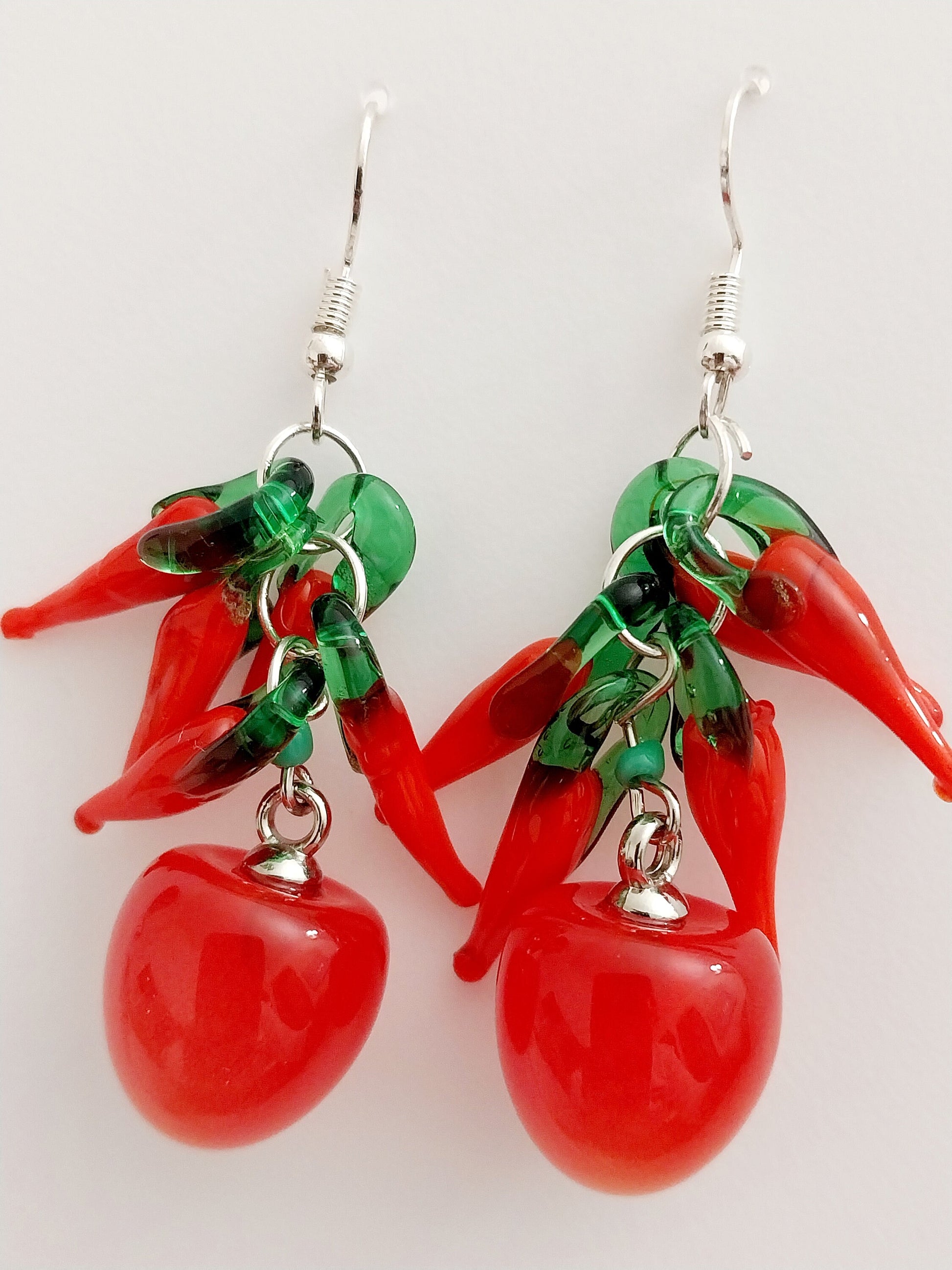 Cherry Earrings Hot Pepper Earrings Personalist Earrings Red Pepper Earrings New Design Earrings Handmade Pop Style Free Earrings Shipping