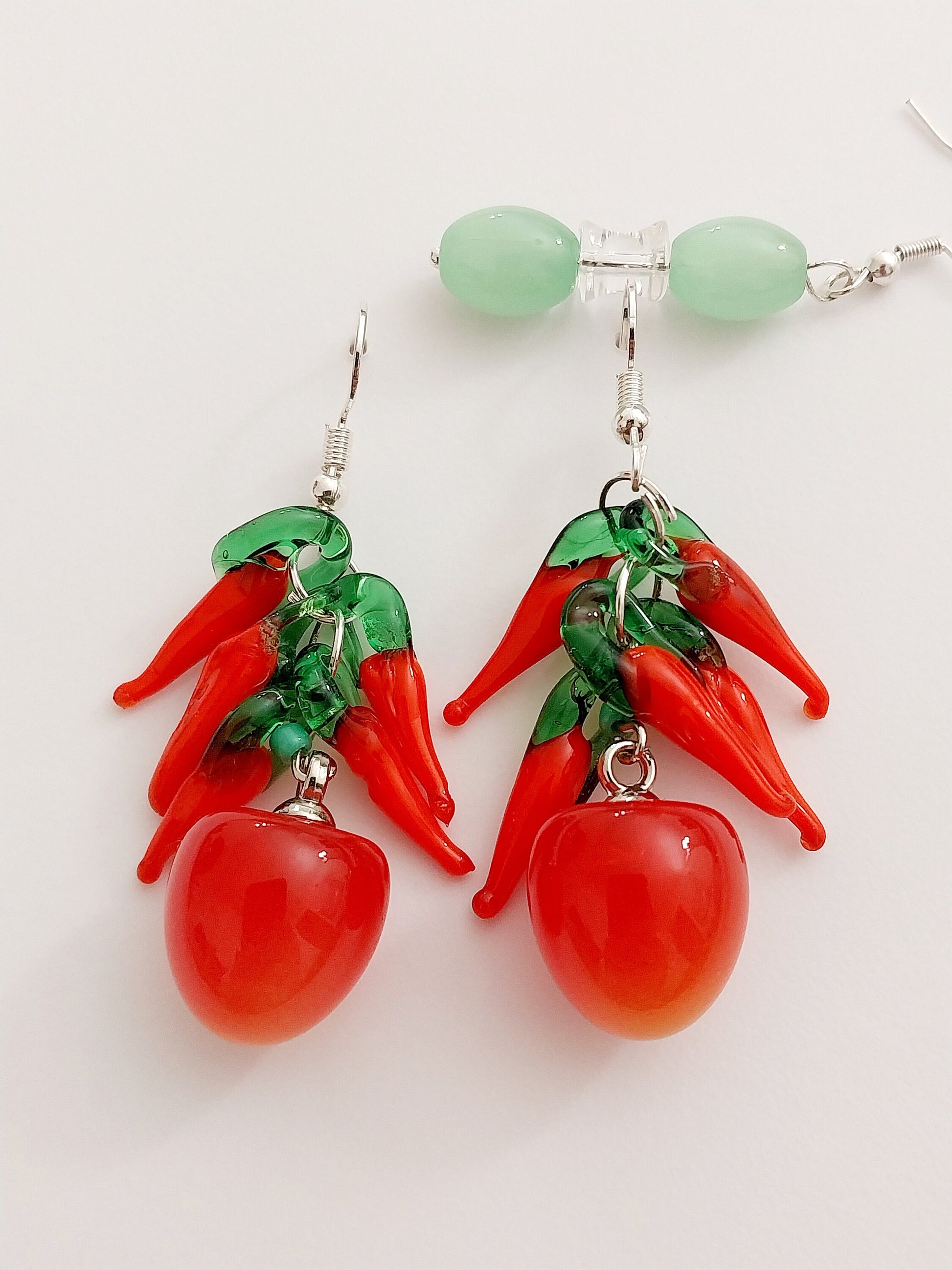 Cherry Earrings Hot Pepper Earrings Personalist Earrings Red Pepper Earrings New Design Earrings Handmade Pop Style Free Earrings Shipping