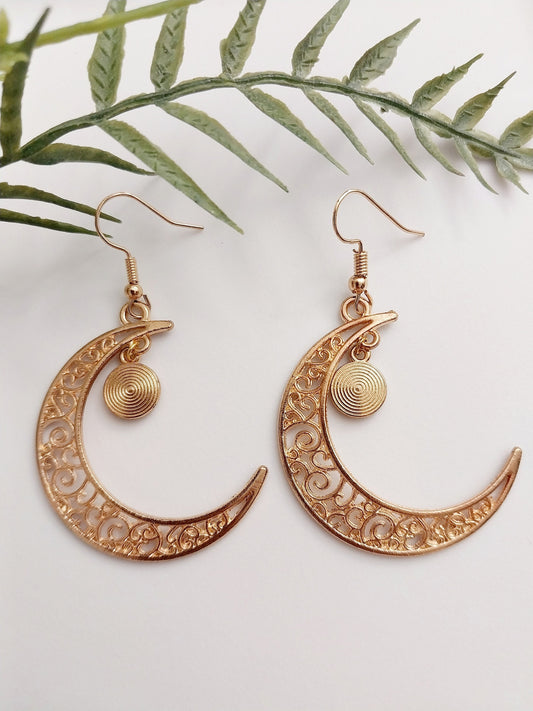 Sun Moon Earrings Stainless Steel Earring Rose Gold Color Earrings Crescent Moon Earring Vintage Earrings New Design Earrings Free Shipping