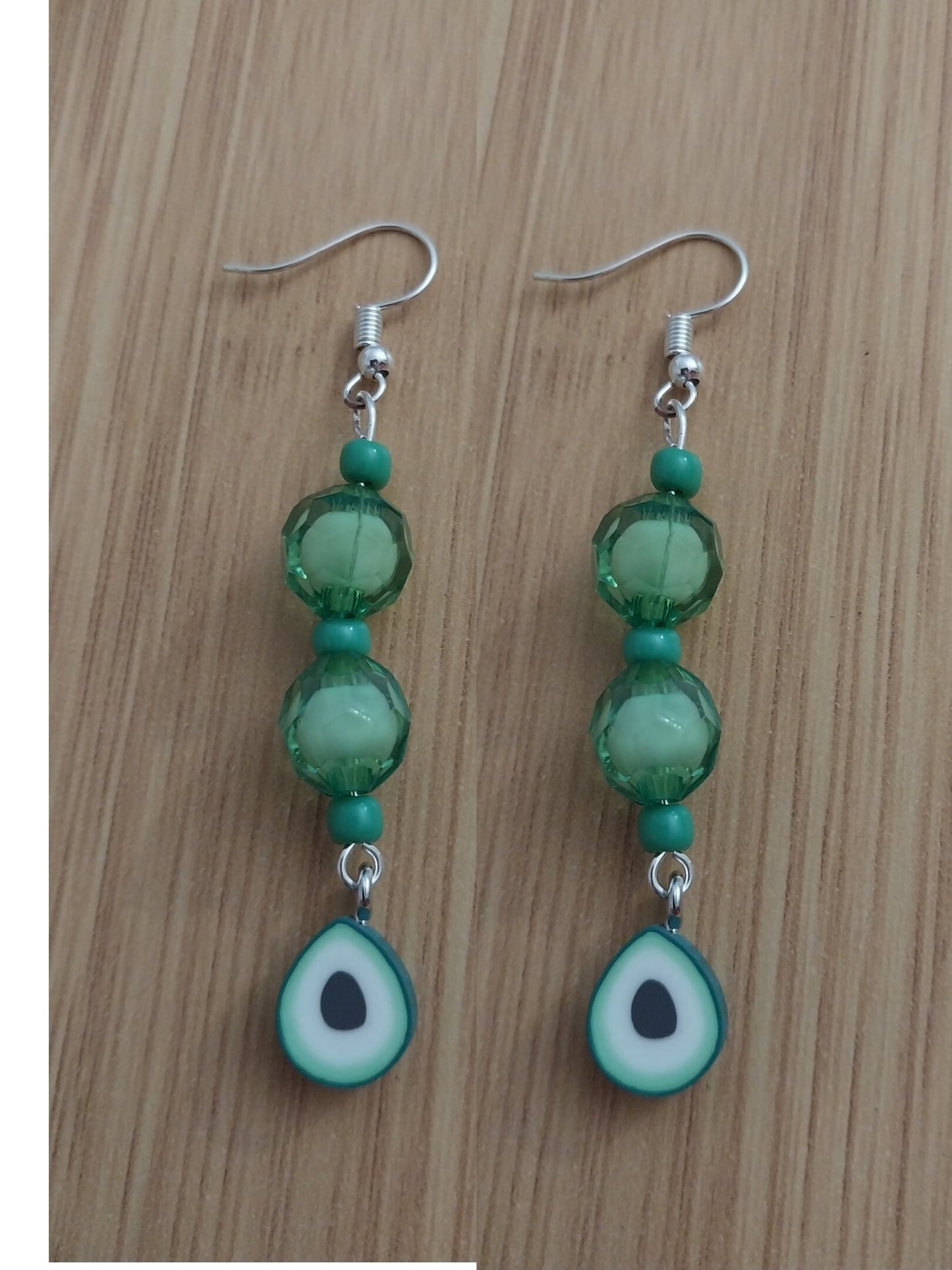 Avocado Earrings Wild Green Drop Earring Avocado Unique Hanging Green Earring Cute Fruit Earring Green Light Beads Earring